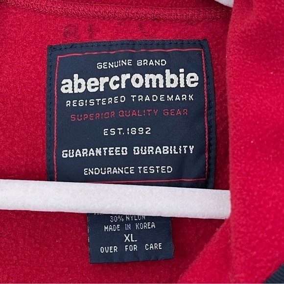 Vintage XL Abercrombie & Fitch Red Fleece Zip Vest Unisex - Picture 6 of 6